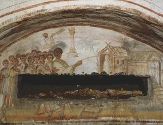 Die Auferweckung des Lazarus, Katakomben der Via Latina, Rom